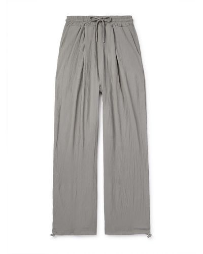 Frankie Shop Eliott Tapered Pleated Textured Stretch-jersey Drawstring Pants - Gray