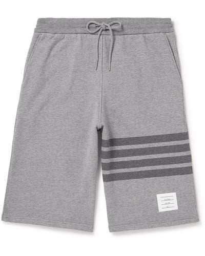 Thom Browne Straight-leg Striped Cotton-jersey Drawstring Shorts - Gray
