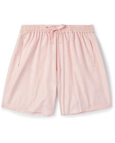 Umit Benan Julian Straight-leg Silk-satin Drawstring Shorts - Pink