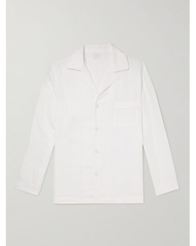Loretta Caponi Camp-collar Linen Pyjama Shirt - White