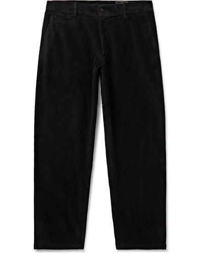 Portuguese Flannel Straight-leg Cotton-corduroy Pants - Black