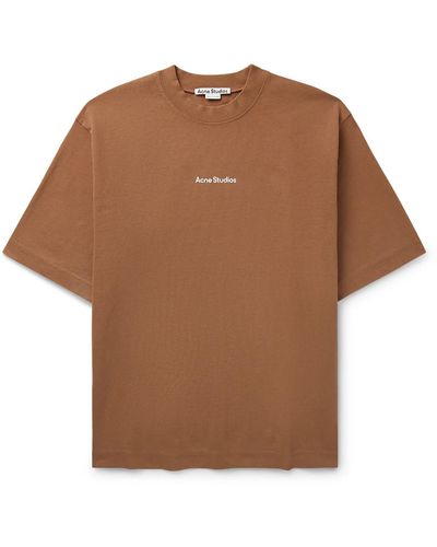 Acne Studios Extorr Logo-flocked Garment-dyed Cotton-jersey T-shirt - Brown