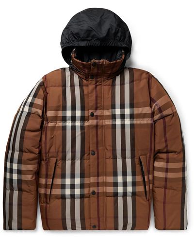 Burberry Reversible Quilted Checked Shell Hooded Down Jacket - Brown