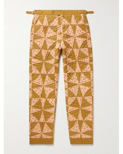 Bode Kaleidoscope gerade geschnittene Hose aus gesteppter Baumwolle mit Print - Braun