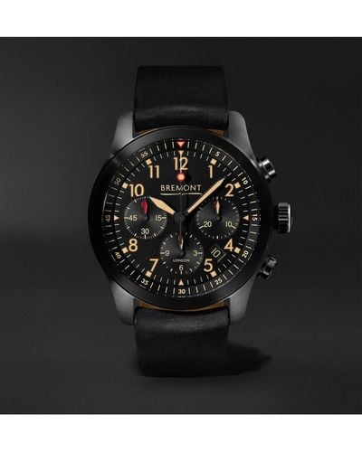 Bremont Alt1-p2 Jet Automatic Chronograph 43mm Stainless Steel And Leather Watch - Black