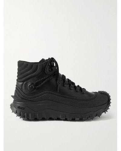 Moncler Traingrip Gtx Outdoor Leather High-top Sneakers - Black