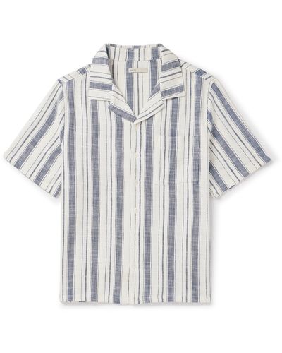 Onia Vacation Camp-collar Striped Cotton Shirt - White