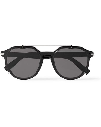 Dior Diorblacksuit Ri Round-frame Acetate And Silver-tone Sunglasses
