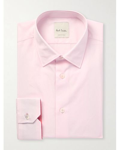 Paul Smith Schmal geschnittenes Hemd aus Baumwollpopeline mit Cutaway-Kragen - Pink