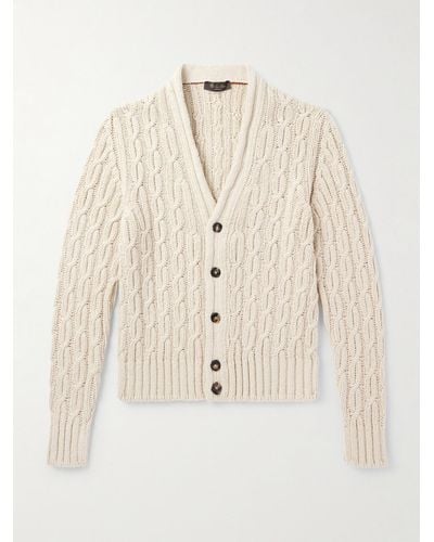 Loro Piana Slim-fit Cable-knit Cotton Cardigan - Natural