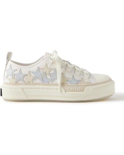 Amiri Stars Court Leather And Rubber-trimmed Appliquéd Canvas Sneakers - White
