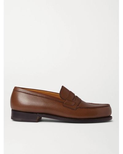 J.M. Weston 180 Moccasin Grained-leather Loafers - Brown