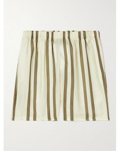 John Elliott Straight-leg Striped Silk-twill Shorts - Natural