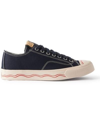 Visvim Seeger Leather And Rubber-trimmed Canvas Sneakers - Blue