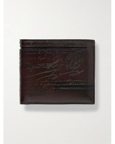 Berluti Makore Neo Taglio Scritto Venezia Leather Billfold Wallet - Black