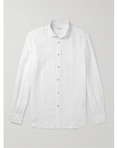 Boglioli Cutaway-collar Linen Shirt - White