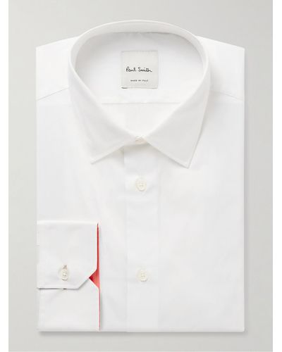 Paul Smith Schmal geschnittenes Hemd aus Popeline aus einer Baumwollmischung - Weiß