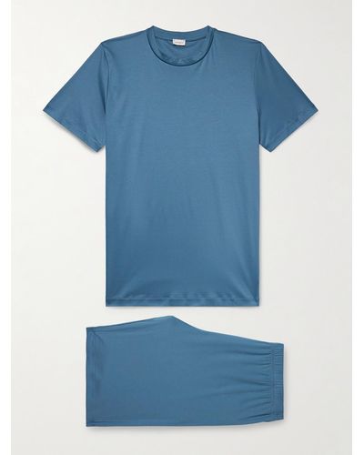 Zimmerli Pigiama in jersey di cotone Sea Island - Blu
