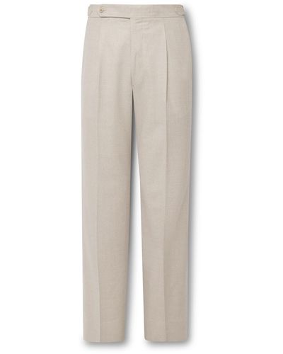 STÒFFA Tapered Pleated Wool Pants - White