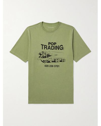 Pop Trading Co. T-Shirt aus Baumwoll-Jersey mit Logoprint - Grün