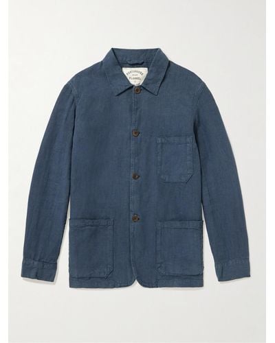 Portuguese Flannel Labura Slim-fit Linen Jacket - Blue