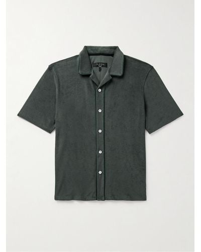 Rag & Bone Avery Camp-collar Cotton-blend Terry Shirt - Green