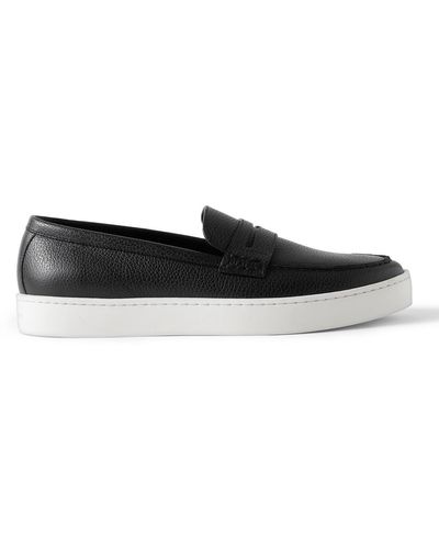 Manolo Blahnik Ellis Full-grain Leather Slip-on Sneakers - Black