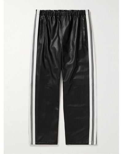 Marni Straight-leg Striped Nappa Leather Trousers - Black