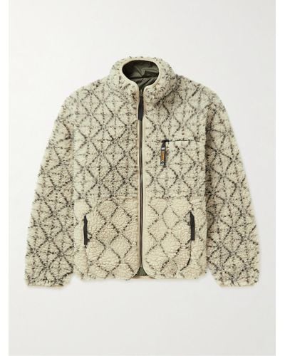 Kapital Sashiko Boa Reversible Printed Fleece And Shell Jacket - Natural