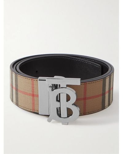 Burberry 4cm Reversible Checked E-canvas And Leather Belt - Black