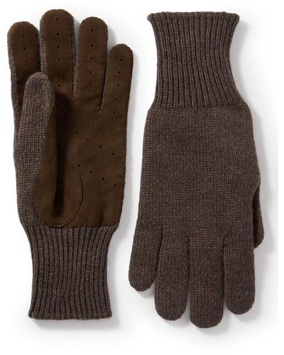 Brunello Cucinelli Suede-trimmed Cashmere Gloves - Brown