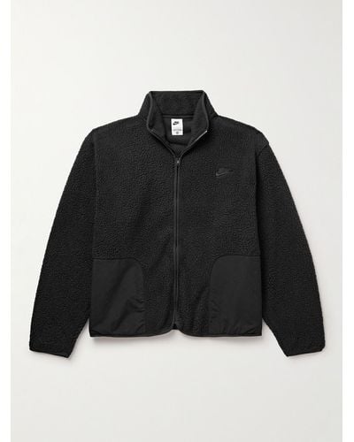 Nike Club Logo-embroidered Nylon-trimmed Fleece Jacket - Black