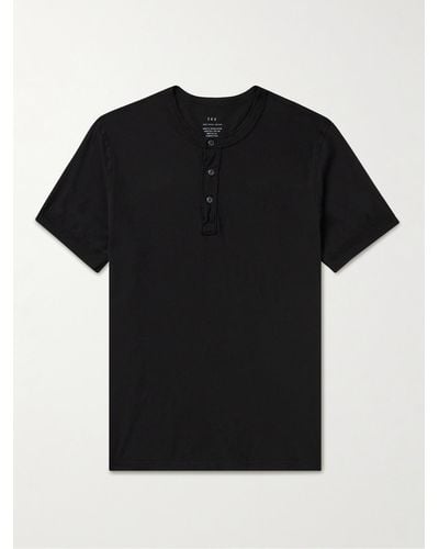 Save Khaki Henley Shirt aus Supima®-Baumwoll-Jersey in Stückfärbung - Schwarz