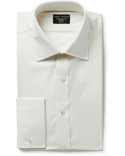 Emma Willis Slim-fit Cutaway-collar Cotton-poplin Shirt - Natural