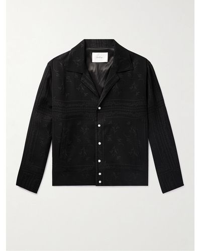 Second/Layer Floral-jacquard Shirt - Black