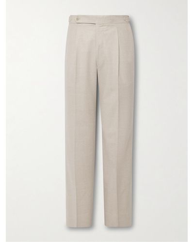 STÒFFA Tapered Pleated Wool Trousers - Natural