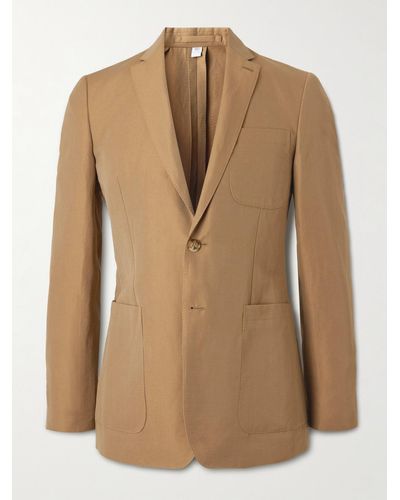 Burberry Slim-fit Unstructured Wool And Linen-blend Suit Jacket - Natural