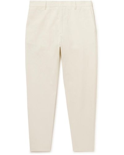 Paul Smith Straight-leg Cotton And Linen-blend Pants - Natural