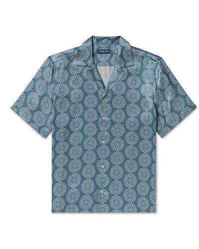 Frescobol Carioca Roberto Camp-collar Printed Silk Shirt - Blue