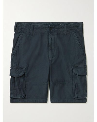 Outerknown Voyager Straight-leg Garment-dyed Organic Cotton-twill Cargo Shorts - Blue