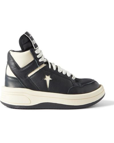Rick Owens X Converse Turbowpn Branded Leather High-top Sneakers 7. - Black