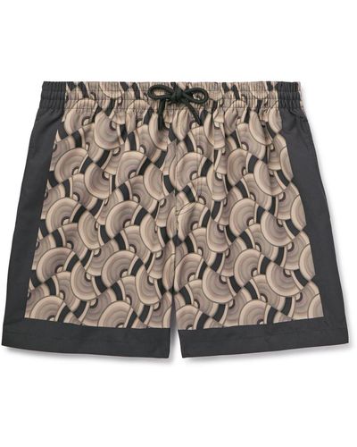Dries Van Noten Straight-leg Mid-length Printed Swim Shorts - Brown