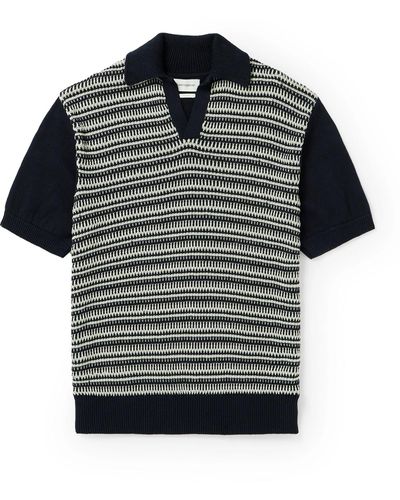 Oliver Spencer Penhale Organic Cotton-jacquard Polo Shirt - Black