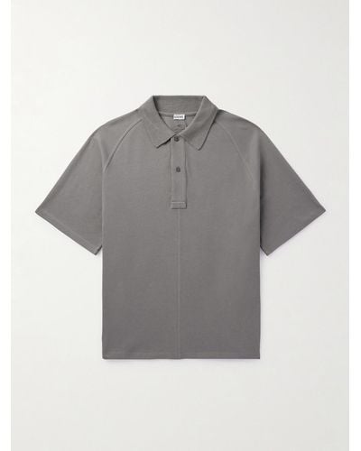 Loewe Logo-embroidered Cotton-piqué Polo Shirt - Grey