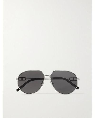 Dior Cd Link A1u Round-frame Silver-tone Sunglasses - Black