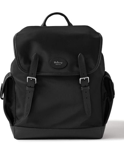 Mulberry Heritage Full Grain Leather-trimmed Recycled-nylon Backpack - Black
