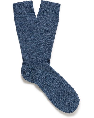 Sunspel Merino Wool-blend Socks - Blue