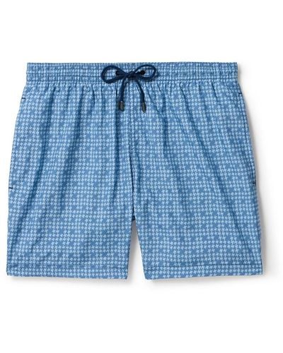 Canali Straight-leg Mid-length Houndstooth Swim Shorts - Blue