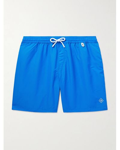 Loro Piana Bay Straight-leg Mid-length Logo-print Swim Shorts - Blue
