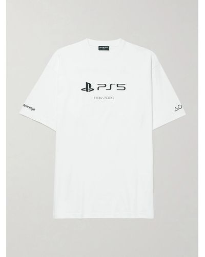 Balenciaga Playstation Printed Cotton-jersey T-shirt - White